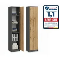 Home Collective Aktenschrank Bücherregal Mehrzweckschrank Schrank Kleiderschrank mit Einlegeböden (Garderobenschrank Regal für Schlafzimmer Flur Keller Büro) Einlegeböden verstellbar 40x35x180cm (BxTxH), anthrazit-eiche