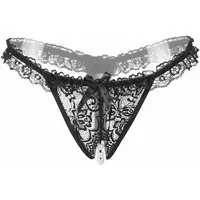 Lovolotti String-Ouvert Sexy Unterhose String Tanga Slip LO-L23 (Damen transparente String Panty mit Perlen) Nachtwäsche Reizwäsche Sexy Unterwäsche Durchsichtig