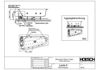 Hoesch Monolith Einbau Whirlwanne iSensi Trapez 1700x1000 links mit System Laola II 3872Z.010305002