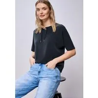STREET ONE Sweatshirt Halbarm Silk-Look Shirt mit Kordelzug