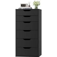 Homfa Kommode Schubladenschrank, Schubladenkommode, Aktenschrank, mit 6 Schubladen, 45x40x90,5 cm, Schwarz