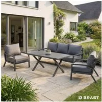 BRAST Gartenlounge-Set Aluminium Adria, viele Varianten & Module, (Loungemöbel Essgruppe Gartenmöbel, bis zu 5 Personen, Sofa Sessel Tisch), Loungesofa 3-Sitzer Komplettset 2