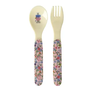 Rice Melamin Löffel und Gabel Set Nathalie Lété Print / Pink
