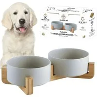 NUXIE PREMIUM Napf-Set, Keramik, 2-in-1 Futterstation Keramikschalen hochwertig verarbeitet Stabile