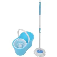 JEOBEST Wischmopp Wischmopp Komplett Set mit Eimer, 2 Mikrofaser-Moppkopf, 360° Kardangelenk, längenverstellbar (80-110cm)