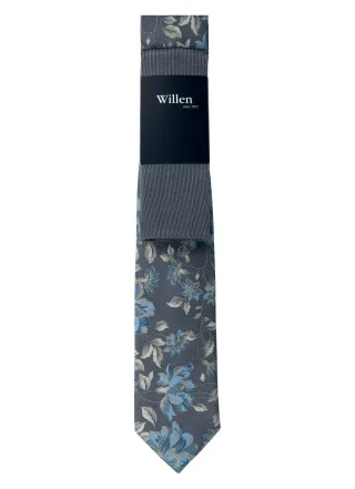 Willen - Krawatte und Einstecktuch,Krawatte blau,Krawatte Hochzeit,Krawatte Anzug,Krawatte Hemd blau - Gr. - OS
