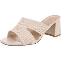 Ital-Design Damen Sandaletten mit Blockabsatz und Riemen Pantolette (91742718) Blockabsatz Sandalen & Sandaletten in Beige