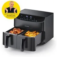 Rachs KOCHWERK Heißluftfritteuse Doppelkammer 7L digitaler Airfryer mit Touch, 2400 W, 10 Programme & 2 3,5L Kammern, Smart-Cook Funktion
