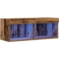 vidaXL TV-Schrank TV-Schrankset mit LED Altholz 80 x 30 x 30 cm Holzwerkstoff (1-St)