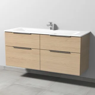 Sanipa 3way Glas-Set Glas-Waschtisch und Unterbau mit 4 Auszügen, Eiche-Nordic UM20748