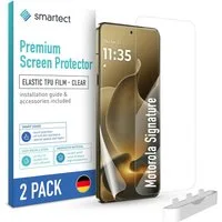 smartect Displayschutzfolie TPU Schutzfolie Klar für Motorola Signature, Set, 2 Stück, Panzerfolie Bildschirm Displayfolie