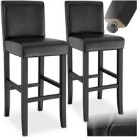 tectake Barhocker Bistrostuhl, Sitzhöhe gepolstert mit Rückenlehne, 76 cm (Barstuhl, in schwarz), Bezug aus Kunstleder, Stuhlbeine aus Massivholz, mit Fußstützen