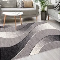 Mazovia Designteppich Modern Teppich Kurzflor Wohnzimmerteppich Robust und pflegeleicht GRAU, 60 x 100 cm, Fußbodenheizung,Allergiker geeignet,Farbecht,Pflegeleicht,Geometrisch