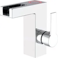 Schütte Waschtischarmatur Wasserhahn mit LED-Schwallauslauf, Mischbatterie Waschbecken, Chrom