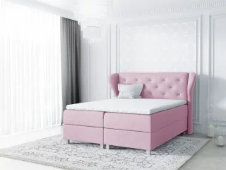 Boxspringbett Schlafzimmerbett ARIANNA 140x200cm Stoff Rose