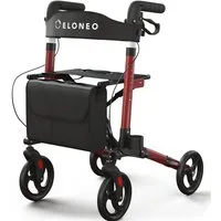 ELONEO Rollator leicht und faltbar mit Sitz, Gehhilfe 8-fach höhenverstellbar, Komfort-Sitz mit Stockhalter, Einkaufstasche & Rückengurt