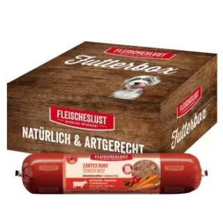 Fleischeslust Nassfutter Hund Adult Futterbox Rind, Karotte, Hagebutte & Kürbiskerne 8x400 g