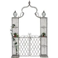 DanDiBo Rosenbogen mit Tor Pforte Metall 275x170 cm Rundbogen Torbogen Pergola, 110241 Schmiedeeisen Rankhilfe Gartentor