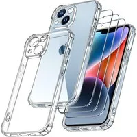 Baker Displayschutzfolie 3 Stück Panzerglas für iPhone 16 15 14 13, Plus, Mini, (4 Pack), 1 TPU Handyhülle