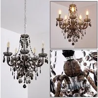 hofstein Kronleuchter »Schine« Hängelampe aus Metall in Schwarz, ohne Leuchtmittel, 5xE14 je 40 Watt, klassische mit Zierkristallen, Vintage/Retro Design
