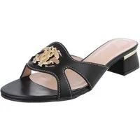 Ital-Design Damen Mule mit Blockabsatz und Schmuckdetail Pantolette (91970760) Blockabsatz Pantoletten in Schwarz