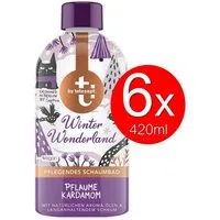 Tetesept Bademilch Pflege Schaumbad Set 6x 420ml Winter Wonderland Aroma Cremebad Duft, 6-tlg., Duschbad Badezusatz kuschelige Badezeit Bademilch Vegan