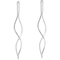 Materia Paar Ohrhänger Damen Durchzieher Spirale lang SO-231, 925 Sterling Silber