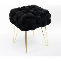 Zedelmaier Sitzhocker Ottoman Sitzbank Schminktisch Hocker Fußhocker Polsterhocker (ZDV42-BK), Größe: L38*B38*H41,5cm Goldene Beine