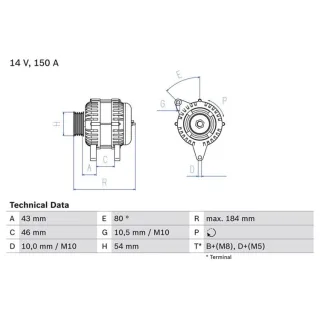 Bosch Lichtmaschine 150A Citroen Fiat Lancia Peugeot Suzuki
