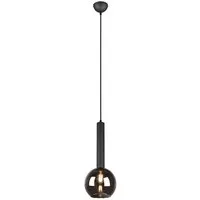 TRIO Leuchten LED Pendelleuchte, LED wechselbar, Warmweiß, Industrial Style Lampe über-n Esstisch Lampenschirm Rauch-glas, Ø20cm