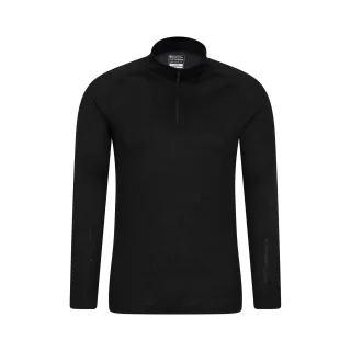Mountain Warehouse Herren Talus Zip Neck Langarm Thermal Top (Schwarz)