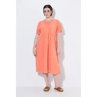 Ulla Popken Jerseykleid Musselin-Midikleid A-Linie V-Ausschnitt Halbarm
