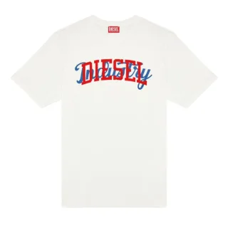 Diesel - Weißes T-shirt Mit Auffälligem Industrie-logo