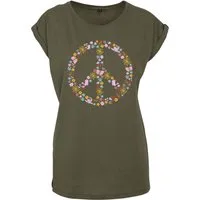 Youth Designz Print-Shirt "Peace Flowers" Damen T-Shirt Statement Geschenk Frauen Motiv mit stylischen Retro Aufdruck
