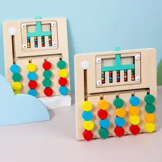 Montessori Cognitive Learning Toy for Kids Wooden Color Shape Toy Early Brain Stimulation Logical Enlightenment Hand-eye