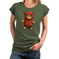 MAKAYA Print-Shirt Damen Kurzarm Teddybär coole lustige freche sexy Sommer Tops Teddy
