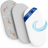 Totsy Baby Spannbettlaken Kinderwagen Stubenwagen Set - 2 x Bezug + wasserdicht Matratzenschoner