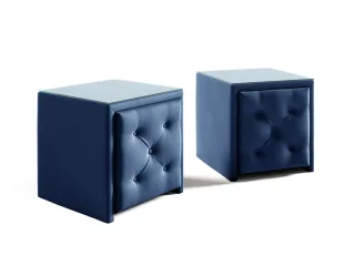 Nachttisch Nachtkonsole 2er Set ERNESTO 50x50cm in Stoff Elisa Velvet Blau