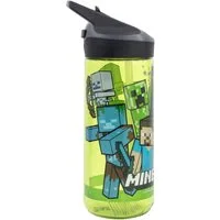 Storline Trinkflasche Minecraft 620 ml Premium Schule & Freizeit mit Druckknopfdeckel