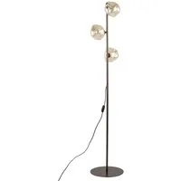 Licht-Erlebnisse Stehlampe UMERA, ohne Leuchtmittel, Rauchglas Metall 151 cm hoch Braun Cognac G9 3-flammig Modern