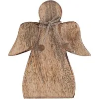 Amagohome Dekofigur Dekofigur Engel Holzfigur 15x13cm Glücksengel Hochzeit Taufe Mangoholz