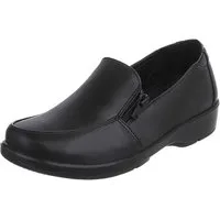 Ital-Design Damen Slipper mit Reißverschluss und Komfortsohle Mokassin (91783518) Blockabsatz Schnürer in Schwarz