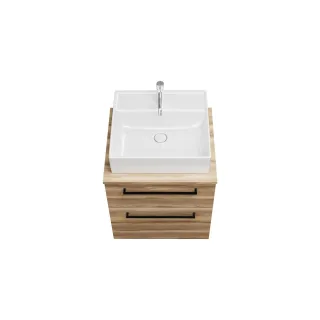 Burgbad Keramik Waschtisch-Set Eqio Frassino Dekor Cappuccino/Alpinweiss, SGUP060F3437C0001 SGUP060F3437C0001