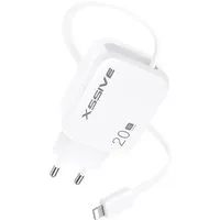 Xssive Xssive 20W PD GAN-Schnellladegerät mit einziehbarem 8-Pin-Kabel USB-Ladegerät