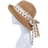 Adel Accessoires Sonnenhut Damenhut mit Schleife und Punkten – 50–55 cm – Sommerhut