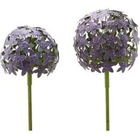 finehomegarden Gartenstecker Pflanzstecker Allium purple 2erSet "ArtFerro" Metall Ø16,2cm + Ø20cm (2-St) Beetstecker Gartenstecker Blütenkugel Gartendeko Stecker/ Paket