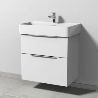 Sanipa 3way Waschtischunterbau zu Laufen VAL Waschtisch mit 2 Auszügen, Weiß-Soft UM82243