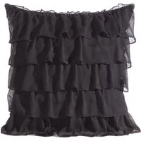 Eurofirany Kissenbezug Dekokissen DAISY, mit Rüschen, dekorative Kissenbezüge, 45x45 cm, schwarz, silber