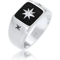 Kuzzoi Siegelring Herren Siegelring Emaille Stern Basic 925er Silber