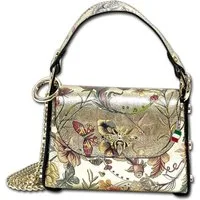FLORENCE Umhängetasche gold farbig Florence Tasche Leder (Umhängetasche, Umhängetasche), Damen Tasche Echtes Leder gold, bunt, Made-In Italy